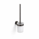 CLASSIC—Wall-mounted toilet brush / frosted glass holder / brushed graphite #1