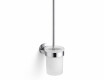 CLASSIC—Wall-mounted toilet brush / frosted glass holder / chrome