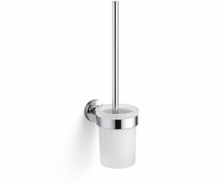CLASSIC—Wall-mounted toilet brush / frosted glass holder / chrome