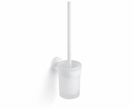 CLASSIC—Wall-mounted toilet brush / frosted glass holder / matte white