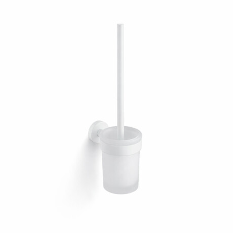CLASSIC—Wall-mounted toilet brush / frosted glass holder / matte white #1