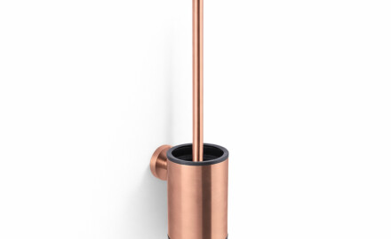 CLASSIC—Low-profile wall-mounted toilet brush / metal holder, plastic brush head / rose gold brushed finish