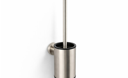 CLASSIC—Low-profile wall-mounted toilet brush / metal holder, plastic brush head / brushed steel