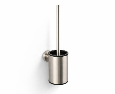 CLASSIC—Low-profile wall-mounted toilet brush / metal holder, plastic brush head / brushed steel