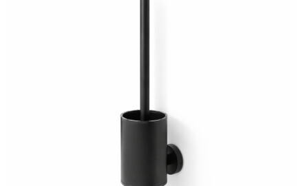 CLASSIC—Low-profile wall-mounted toilet brush / metal container, silicone brush head / matte black