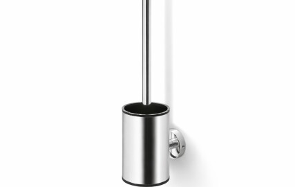 CLASSIC—Low-profile wall-mounted toilet brush / metal holder, silicone brush head / chrome