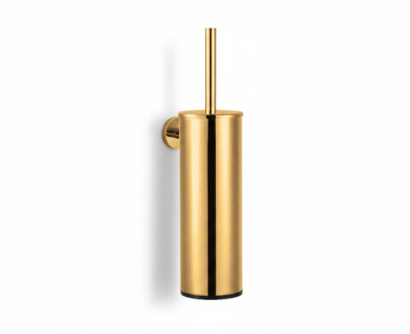 CLASSIC—Tall Wall-Mounted Toilet Brush / Metal Holder, Plastic Brush Head / Gold Gloss