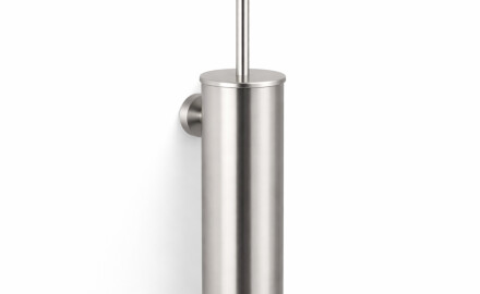 CLASSIC—Tall Wall-Mounted Toilet Brush / Metal Holder, Plastic Brush Head / Brushed Steel