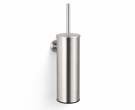 CLASSIC—Tall Wall-Mounted Toilet Brush / Metal Holder, Plastic Brush Head / Brushed Steel