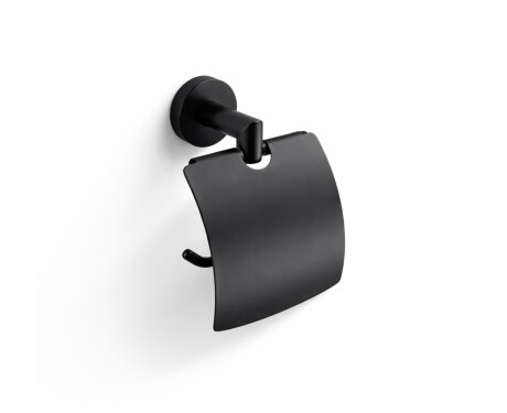 CLASSIC - Toilet Paper Holder / with Cover / Matte Black