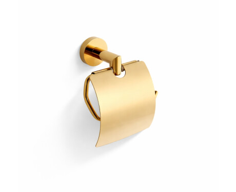 CLASSIC - Toilet Paper Holder / with Cover / Glossy Gold