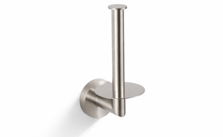 CLASSIC—Toilet Paper Holder with Rosette for a Spare Roll / Brushed Steel