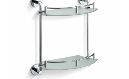 CLASSIC—Double Semicircular Shelf / Chrome, Frosted Glass