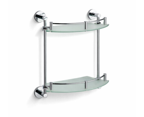 CLASSIC—Double Semicircular Shelf / Chrome, Frosted Glass
