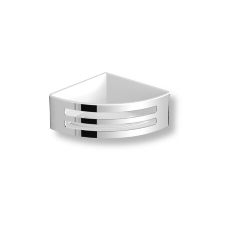 16x16x6 Corner Basket / Polished Steel / White Plastic Liner #1