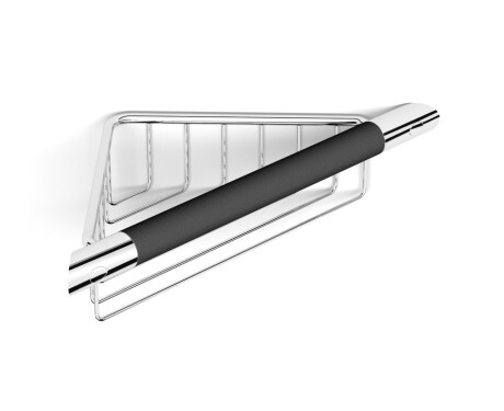 Corner basket / chrome / with black non-slip handle