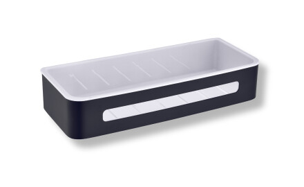 Basket 29x12x5.5 / matte black / white plastic liner