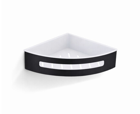 Corner basket 20.5x20.5x5.5 / matte black / white plastic liner