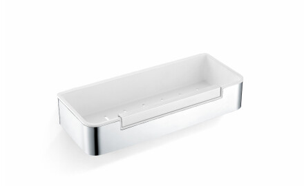 29x12x5.5 basket with drawstring / polished steel / white plastic liner