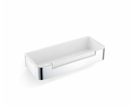 29x12x5.5 basket with drawstring / polished steel / white plastic liner