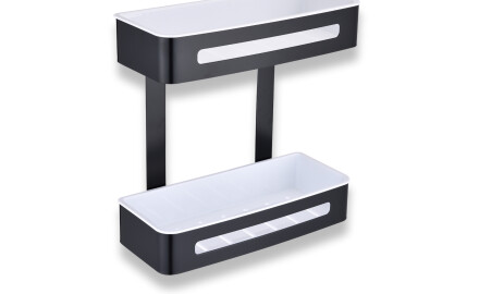 Double basket / matte black / white plastic inserts