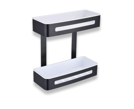Double basket / matte black / white plastic inserts