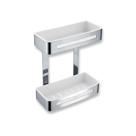 Double basket / polished steel / white plastic inserts #1