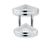 Double Corner Basket / Polished Steel / White Plastic Inserts