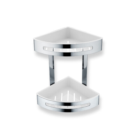 Double Corner Basket / Polished Steel / White Plastic Inserts #1