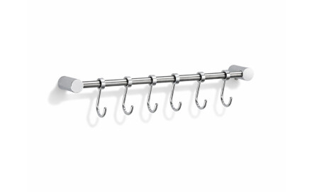 Towel bar - 6 sliding towel hooks / chrome