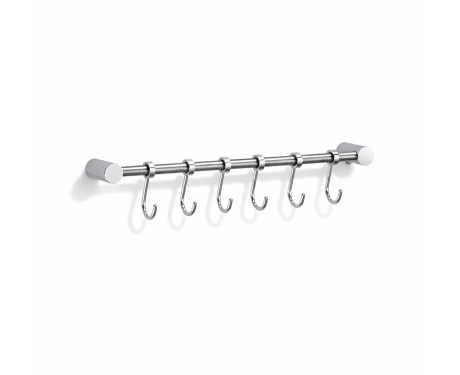 Towel bar - 6 sliding towel hooks / chrome