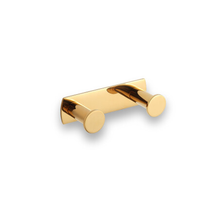 Wide towel rack - 2 towel hooks / glossy gold #1