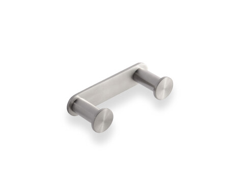 Wide rail - 2 towel hooks / brushed steel