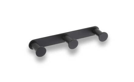 Wide towel rack - 3 towel hooks / matte black