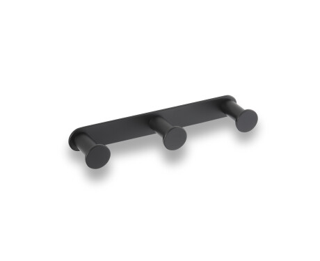 Wide towel rack - 3 towel hooks / matte black