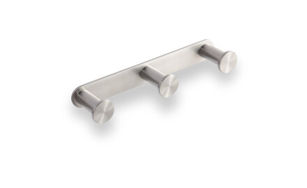 Wide rail - 2 towel hooks / brushed steel