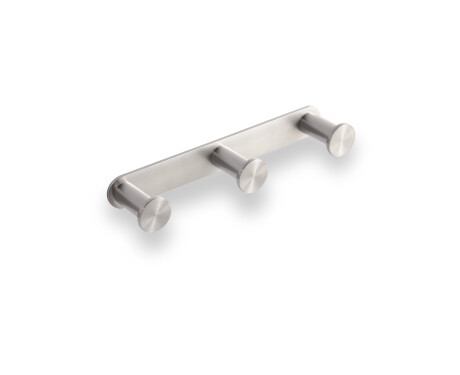 Wide rail - 2 towel hooks / brushed steel