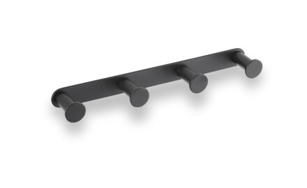 Wide towel rack - 4 towel hooks / matte black