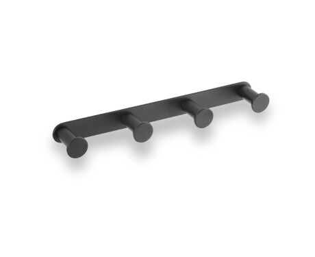 Wide towel rack - 4 towel hooks / matte black