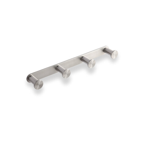 Wide towel rack - 4 towel hooks / brushed steel #1