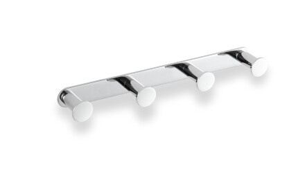 Wide towel rack - 4 towel hooks / chrome