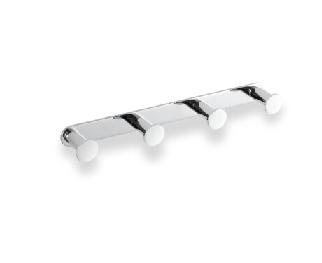 Wide towel rack - 4 towel hooks / chrome