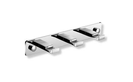 Towel rack - 3 flat towel hooks / chrome