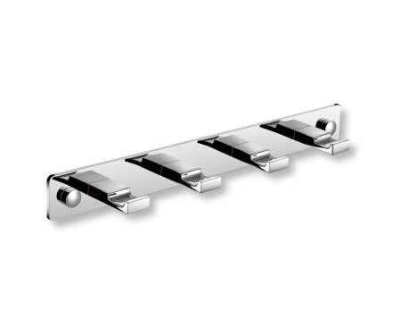 Towel rack - 4 flat towel hooks / chrome
