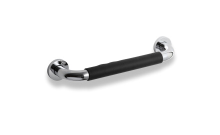 Bathroom Grab Bar, Ø25, Straight, 30 / Non-slip Black Cap / Chrome