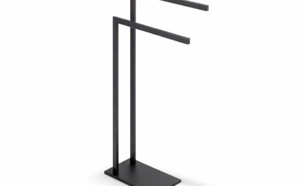 Towel rack for 2 towels / rectangular profile and base / matte black