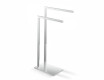 Towel rack for 2 towels / rectangular profile and base / polished steel