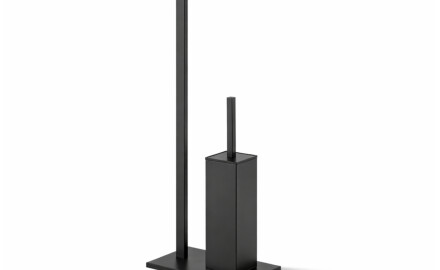 Toilet paper and toilet brush holder / rectangular profile and base / matte black
