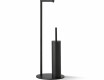 Toilet paper and toilet brush holder / round profile and base / matte black