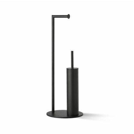 Toilet paper and toilet brush holder / round profile and base / matte black #1